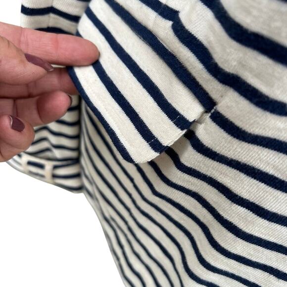 J.CREW size M blazer cream with navy stripes cotton - Picture 3 of 11